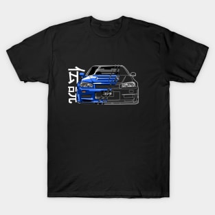 R34 GTR Skyline Turbo JDM Tuning Car 90s Fan T-Shirt